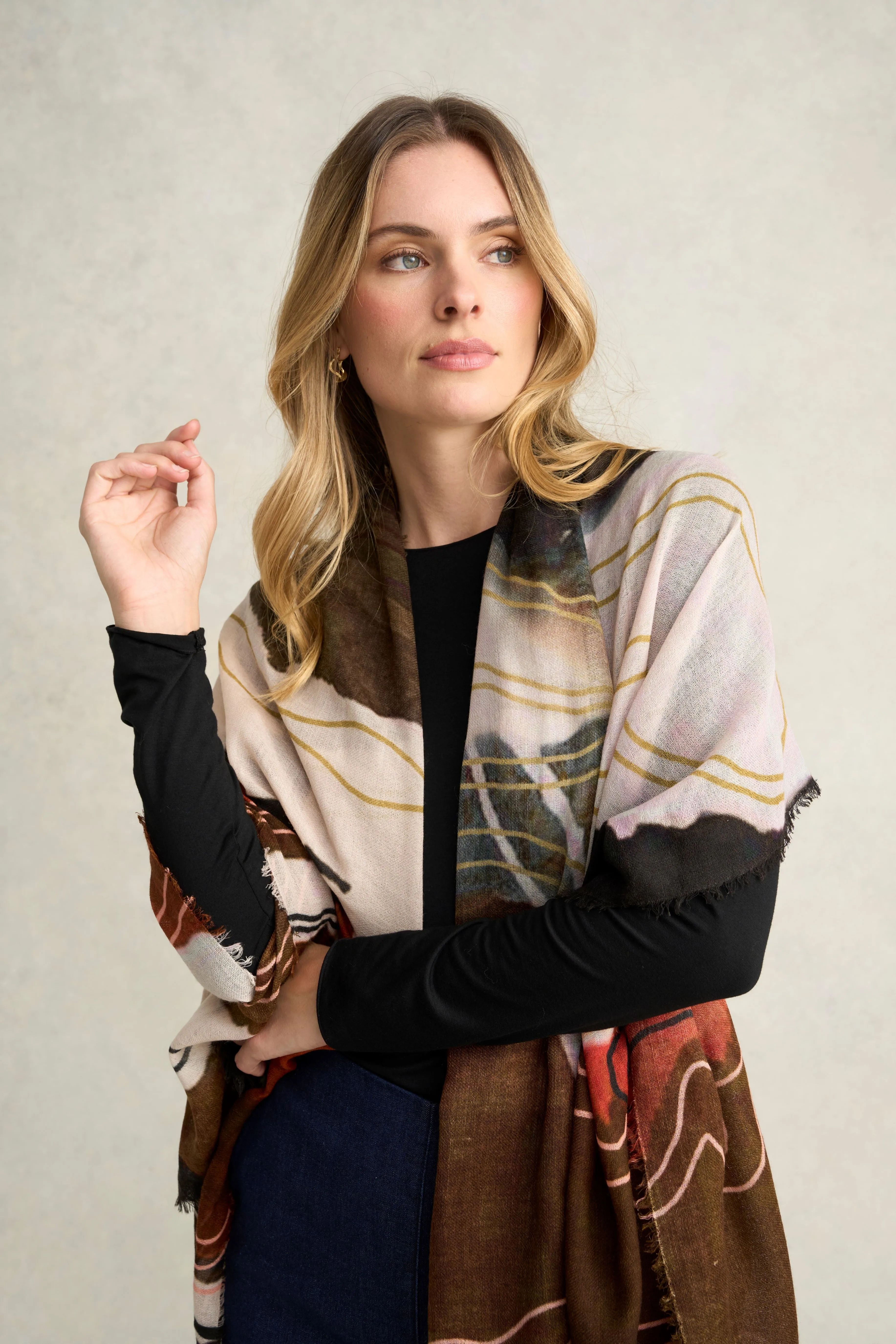Abstract Art Wool Scarf - Multicolour