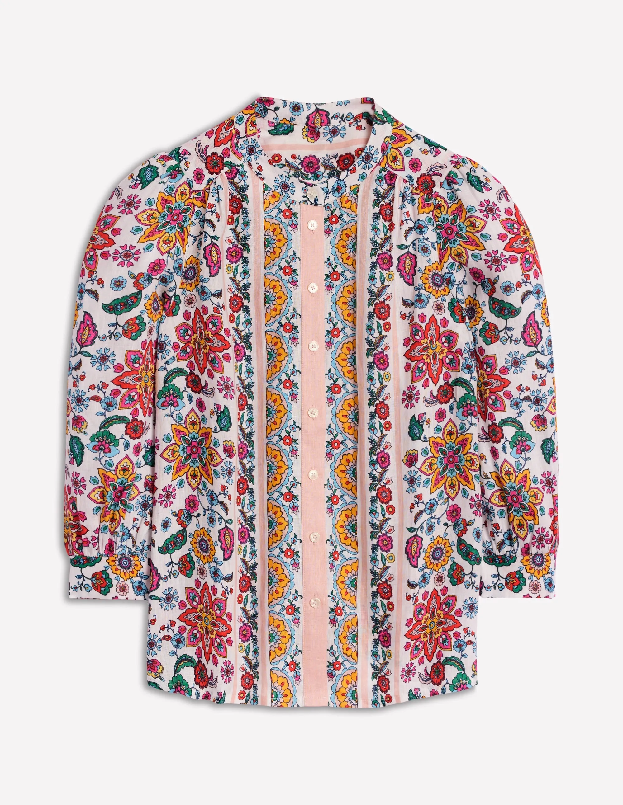 Alicia Linen Top-Ivory Botanical Sprig