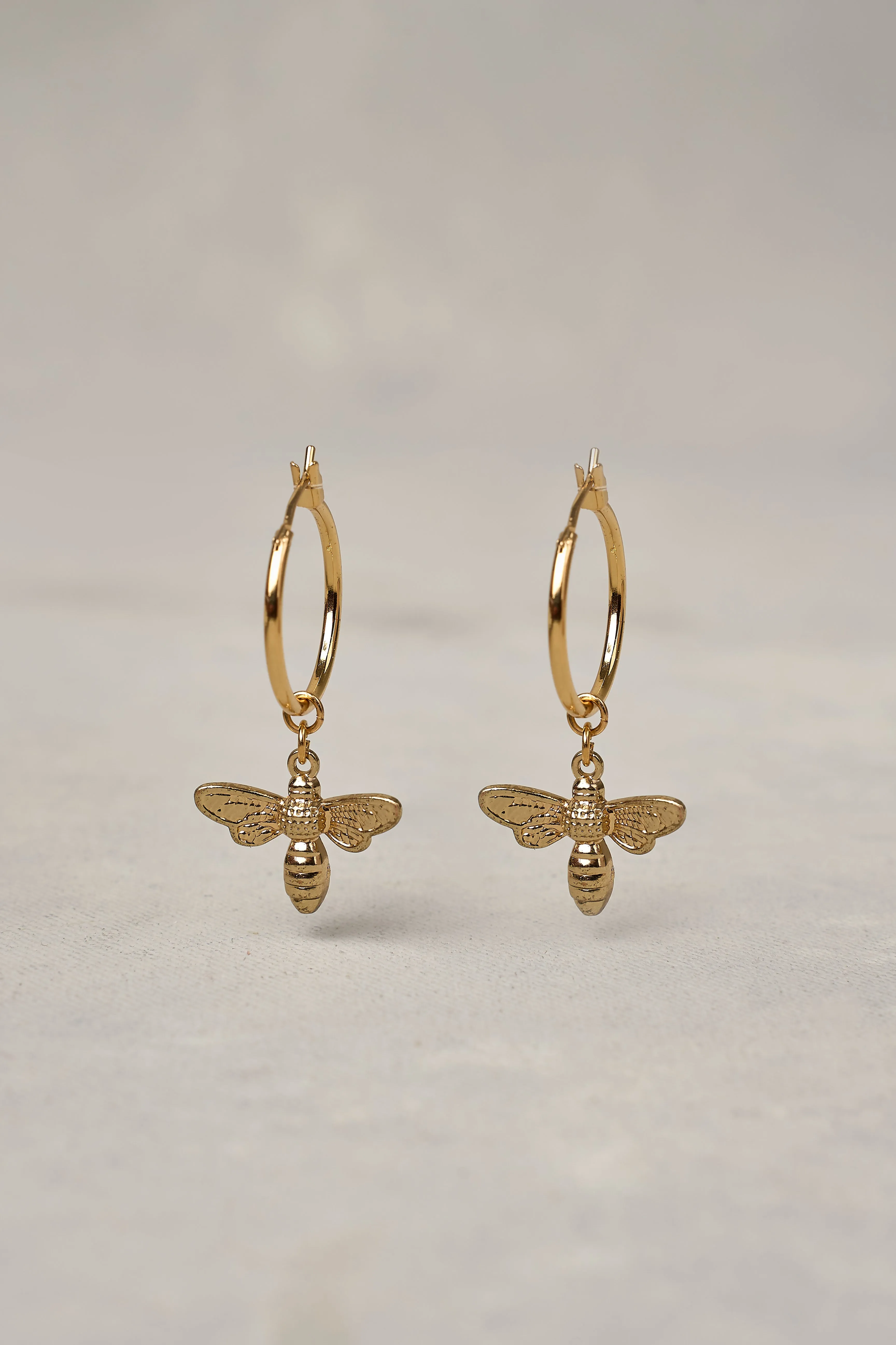 Bee Pendant Earrings - Gold