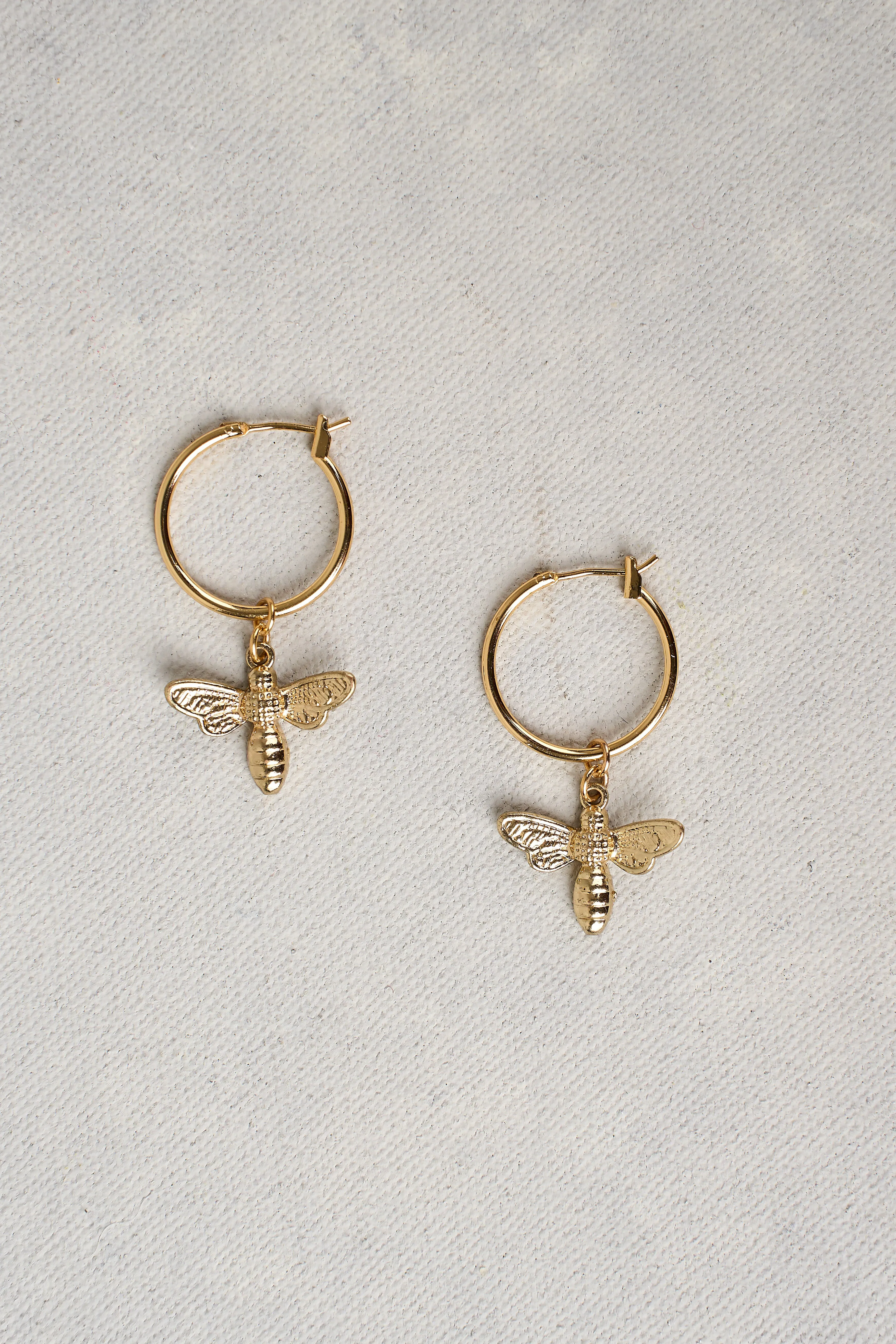 Bee Pendant Earrings - Gold