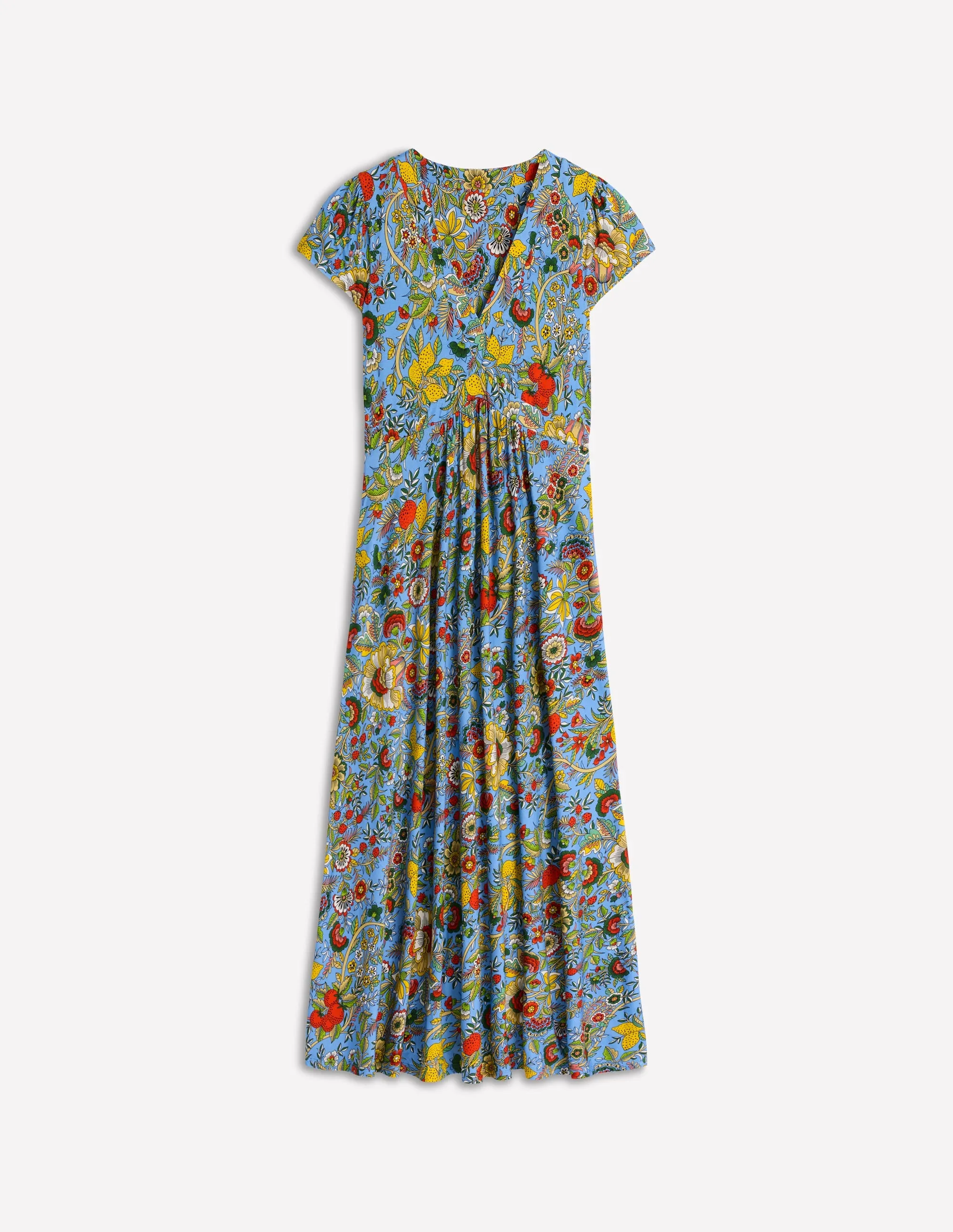 Bias Cut Jersey Midi Dress-Multi. Citrus Vine