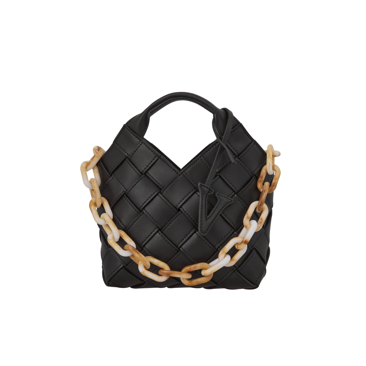 Black Woven Basket Bag