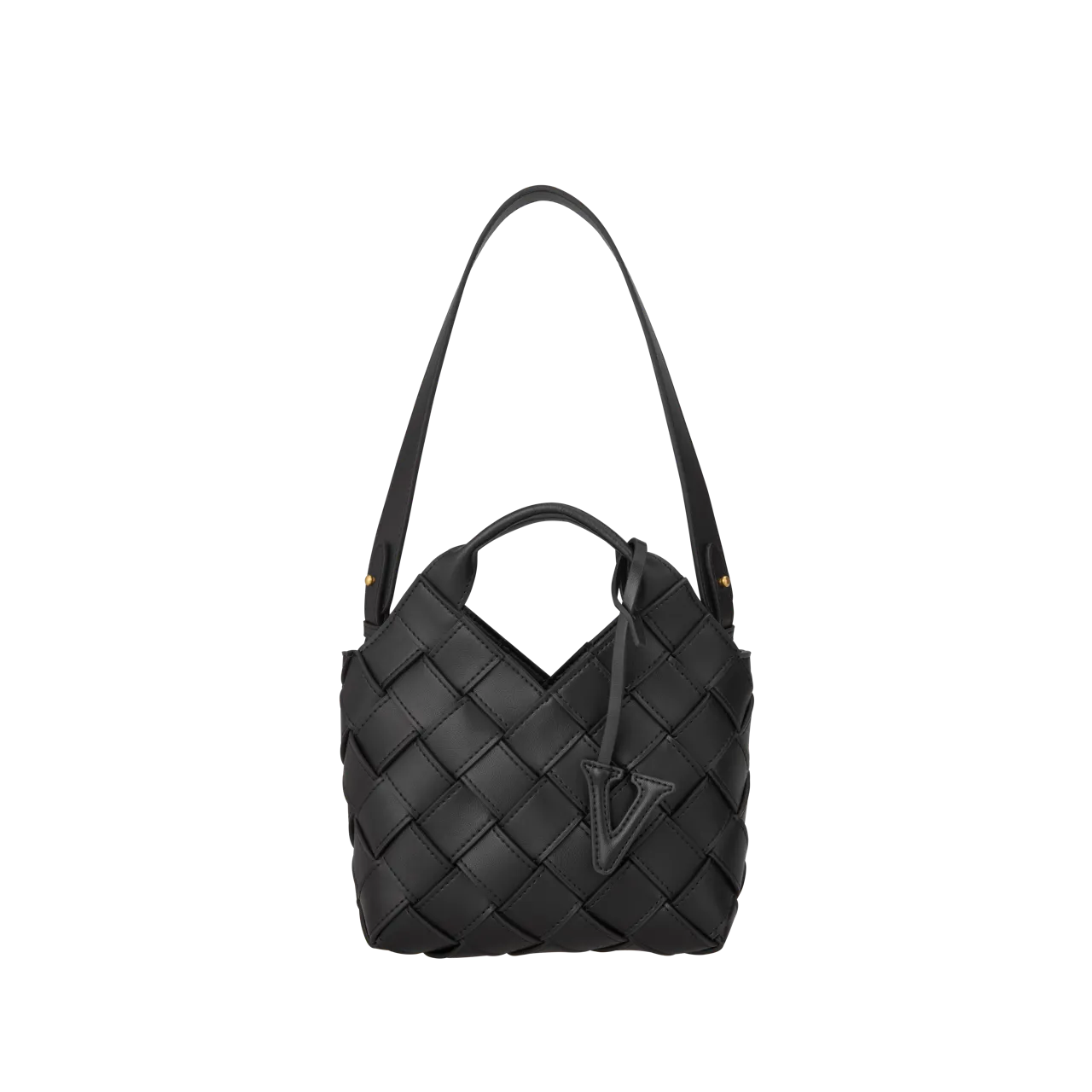 Black Woven Basket Bag
