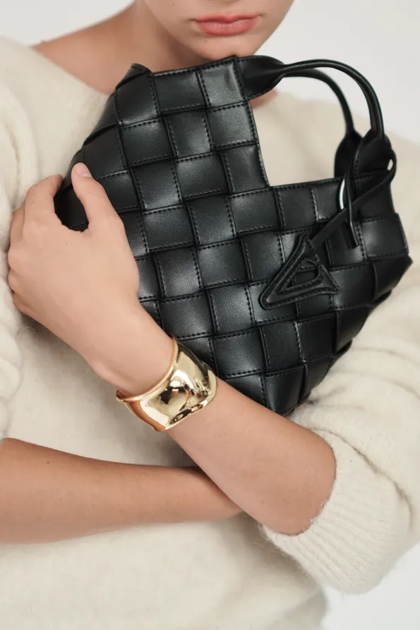 Black Woven Basket Bag