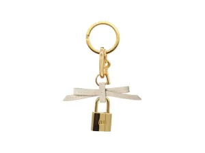 Bow and Padlock Keyring/Bag Charm - Caribou - Beige