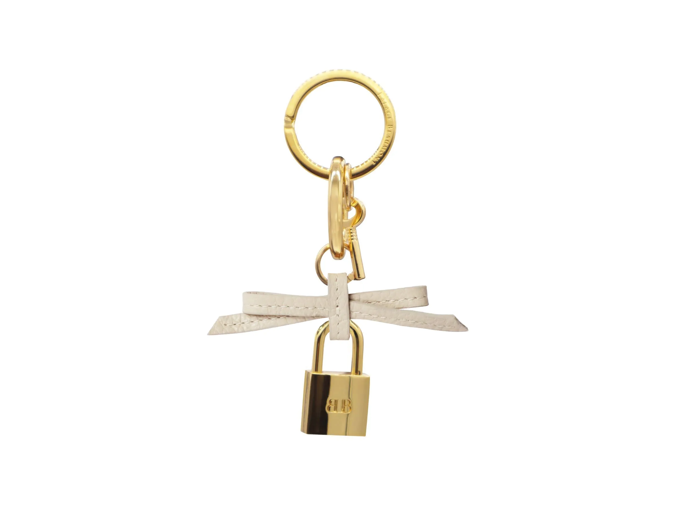 Bow and Padlock Keyring/Bag Charm - Caribou - Beige