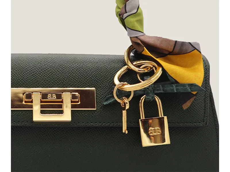 Bow and Padlock Keyring/Bag Charm - Orinoco - Dark Green