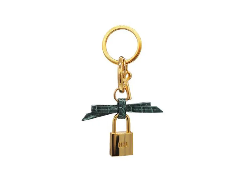 Bow and Padlock Keyring/Bag Charm - Orinoco - Dark Green