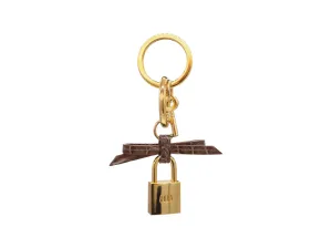 Bow and Padlock Keyring/Bag Charm - Orinoco - Taupe