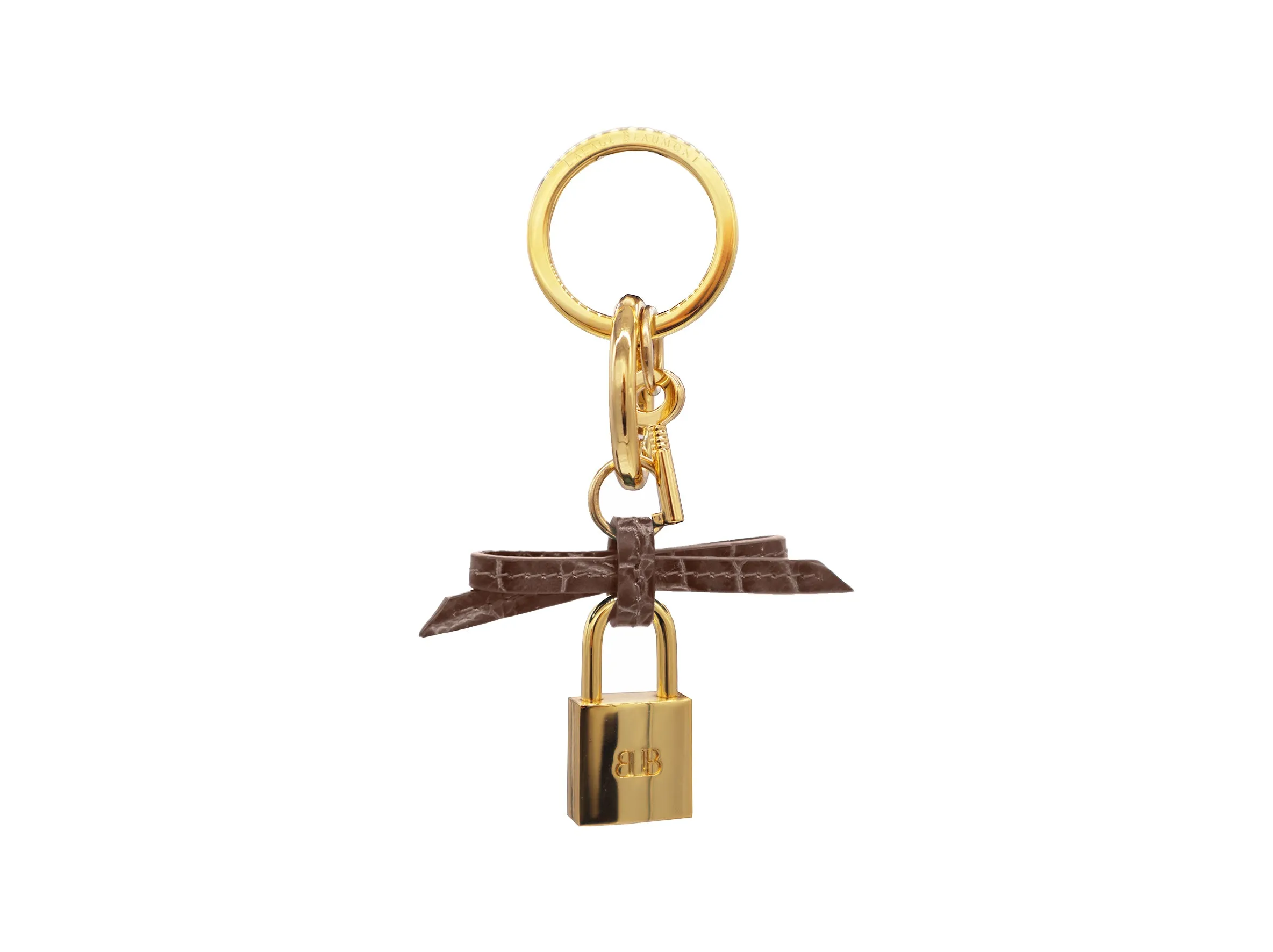 Bow and Padlock Keyring/Bag Charm - Orinoco - Taupe