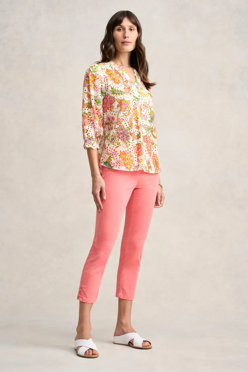 Broderie Printed Shirt - Floral White Print