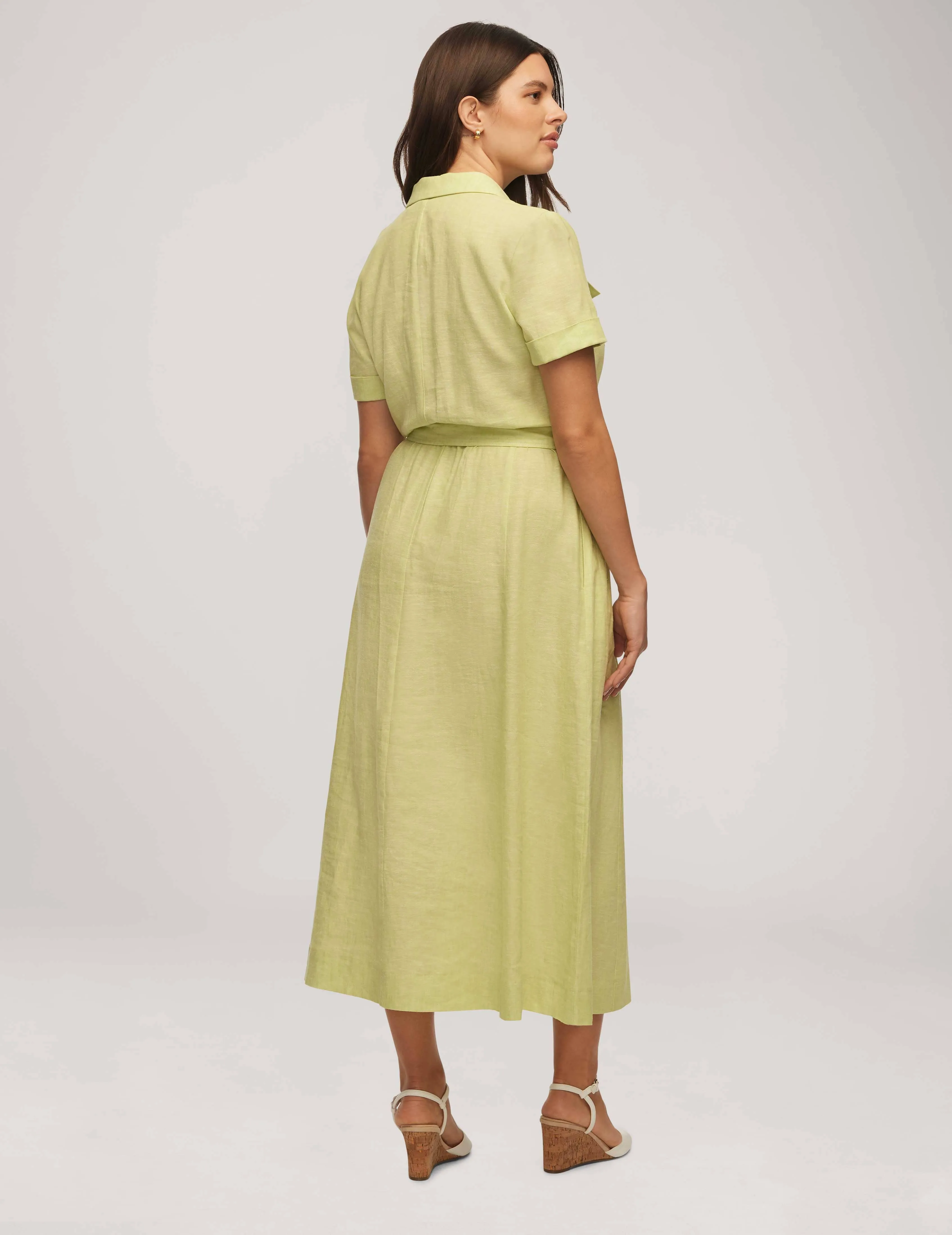 Chambray Linen Camp Pocket Tee Dress- Sale