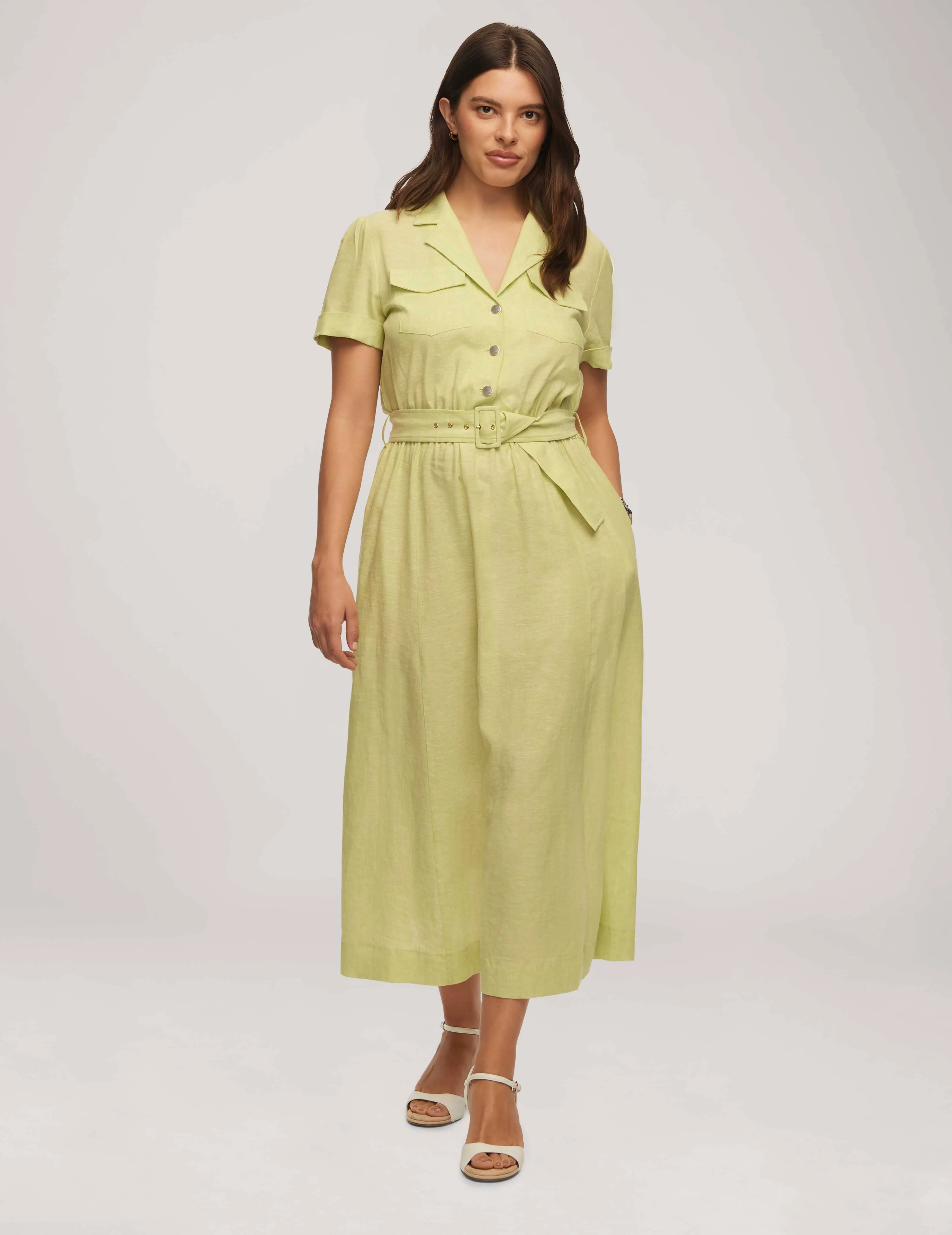 Chambray Linen Camp Pocket Tee Dress- Sale