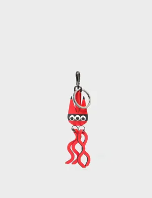Cosmic Cat Charm - Fiesta Red Leather Keychain
