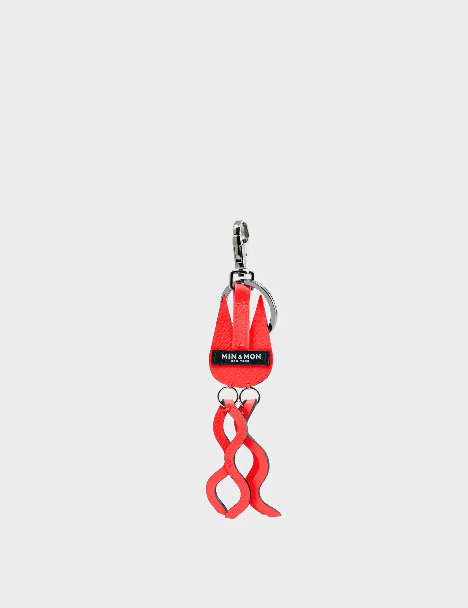 Cosmic Cat Charm - Fiesta Red Leather Keychain