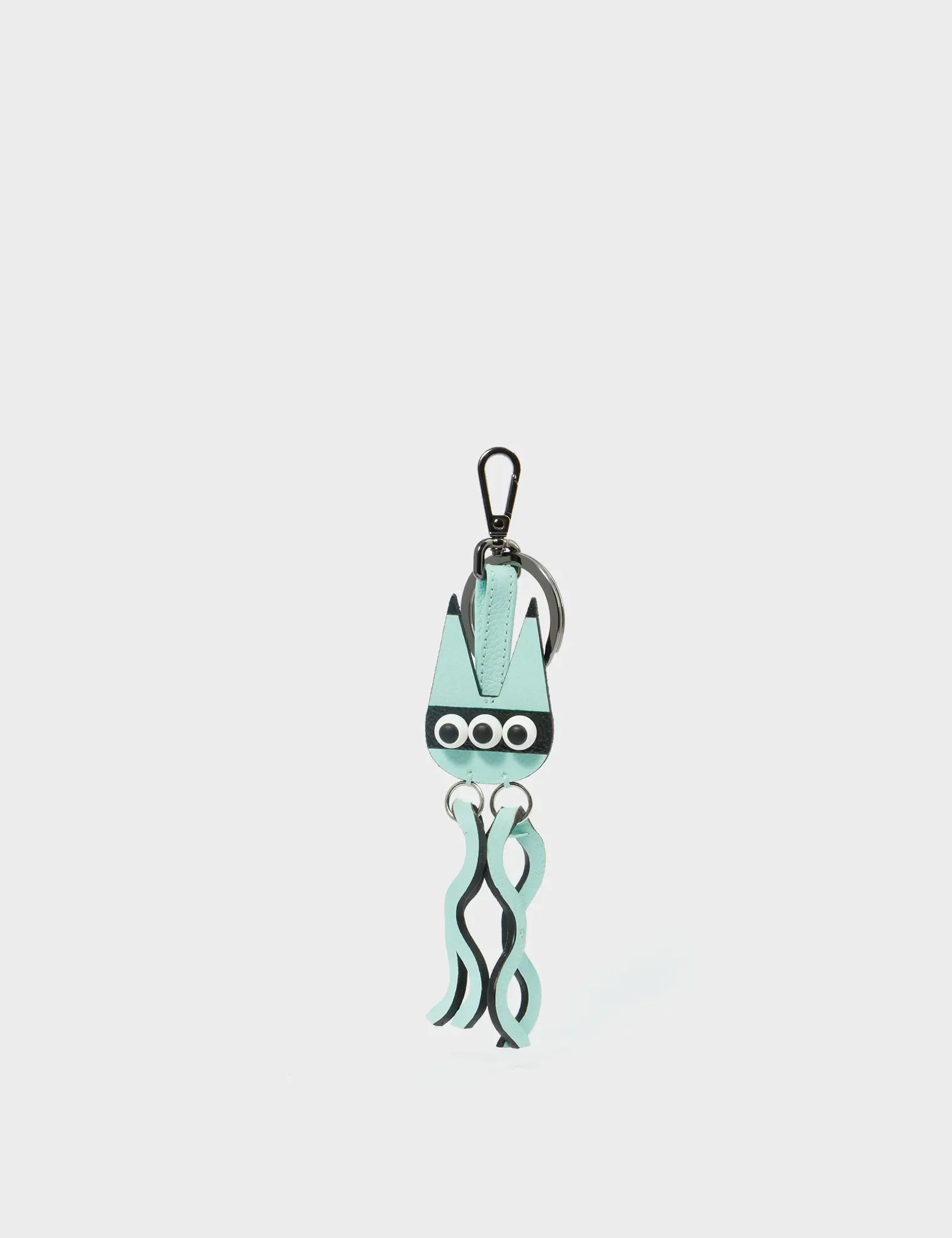 Cosmic Cat Charm - Water Ballet Blue Leather Keychain