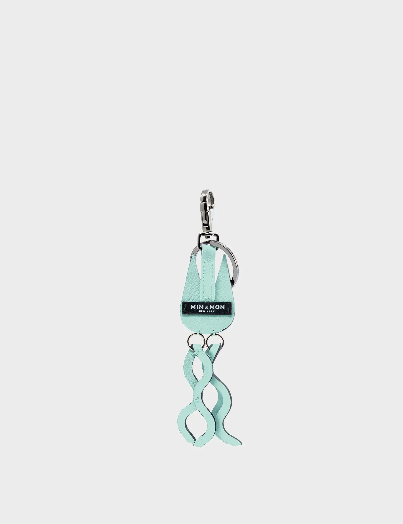 Cosmic Cat Charm - Water Ballet Blue Leather Keychain