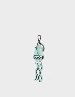 Cosmic Cat Charm - Water Ballet Blue Leather Keychain