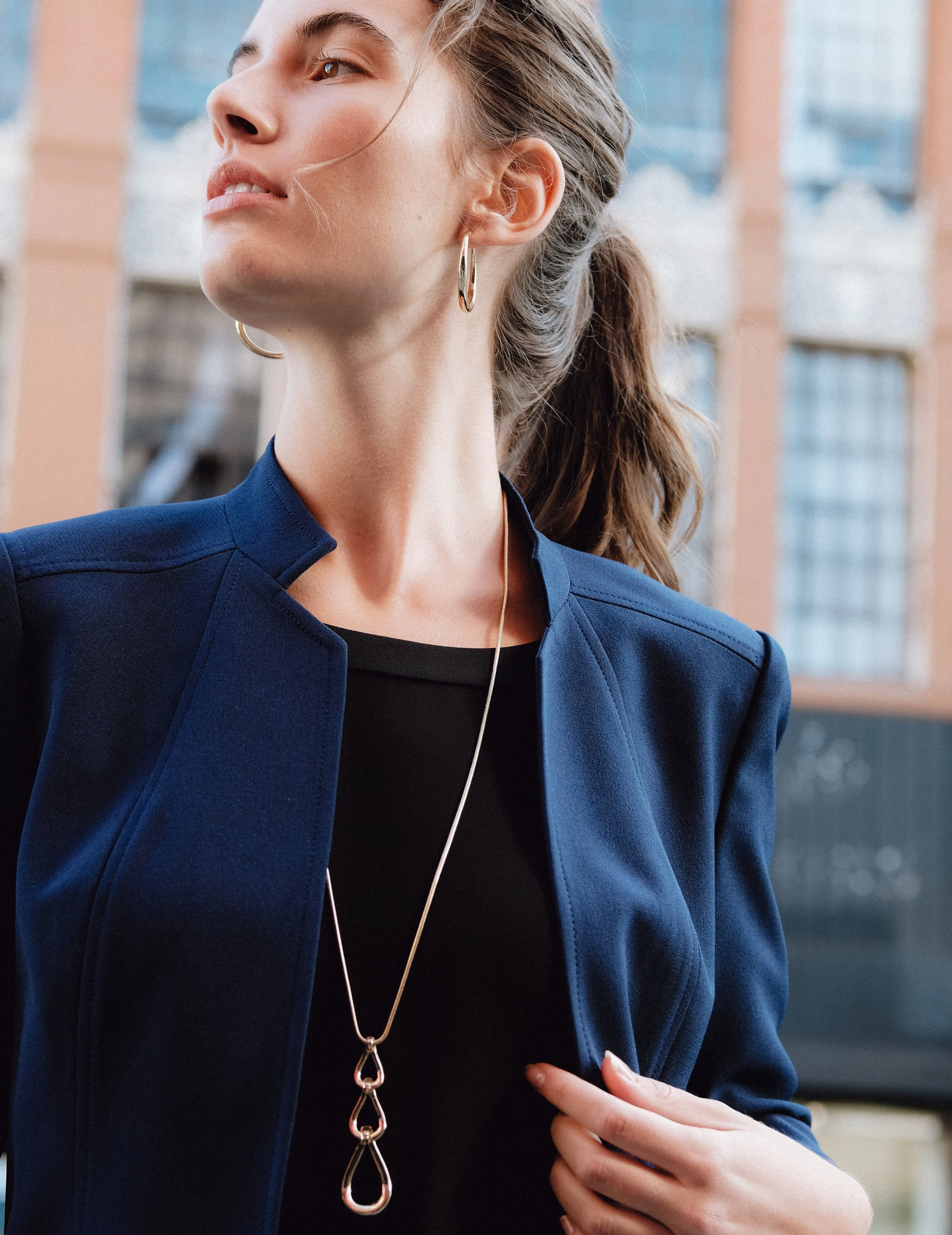 Crepe Stand Collar Jacket- Sale