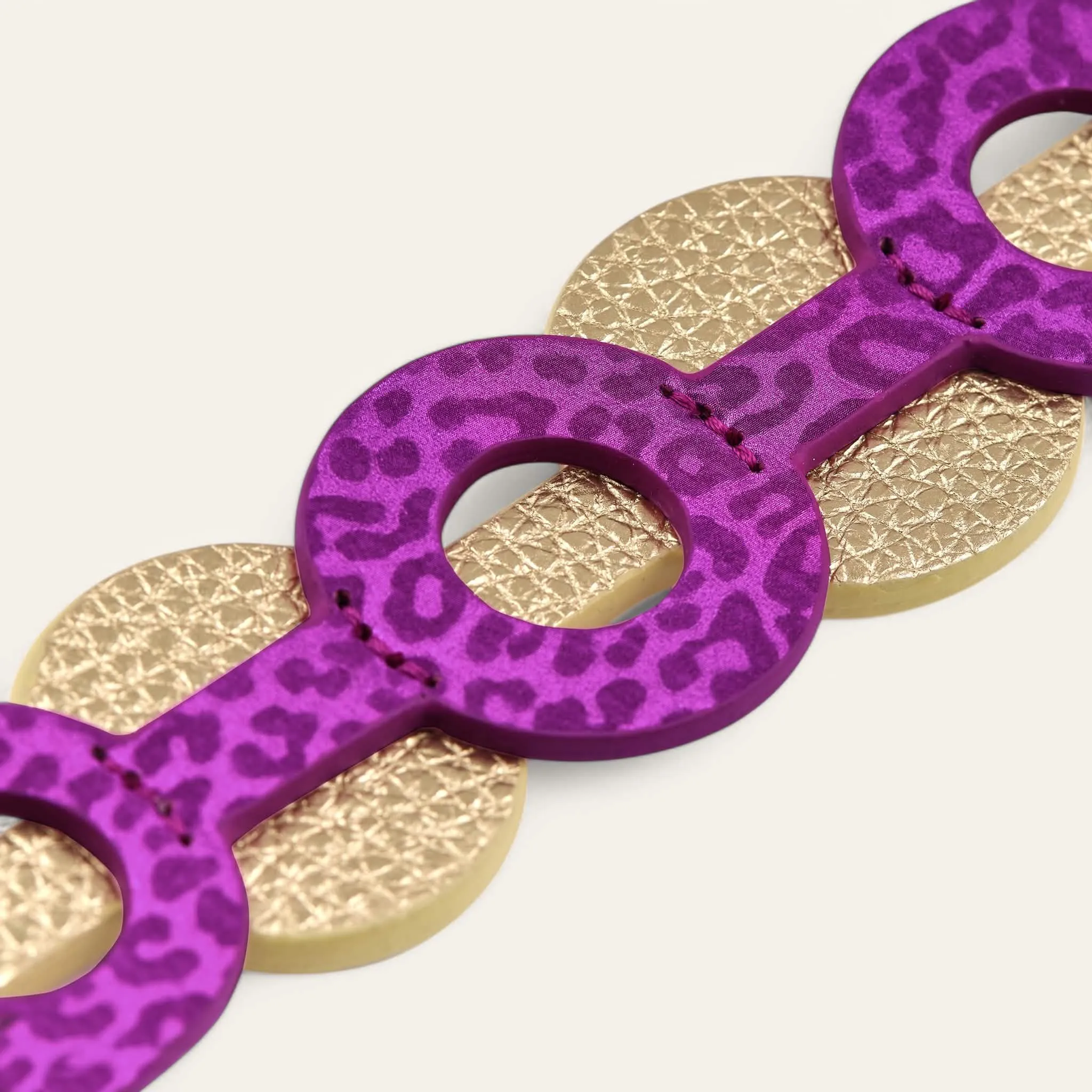 Deco Discs | Hot Pink Leopard Shimmer Metallic Gold with Gold hardware