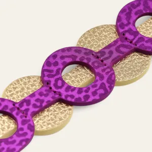 Deco Discs | Hot Pink Leopard Shimmer Metallic Gold with Gold hardware