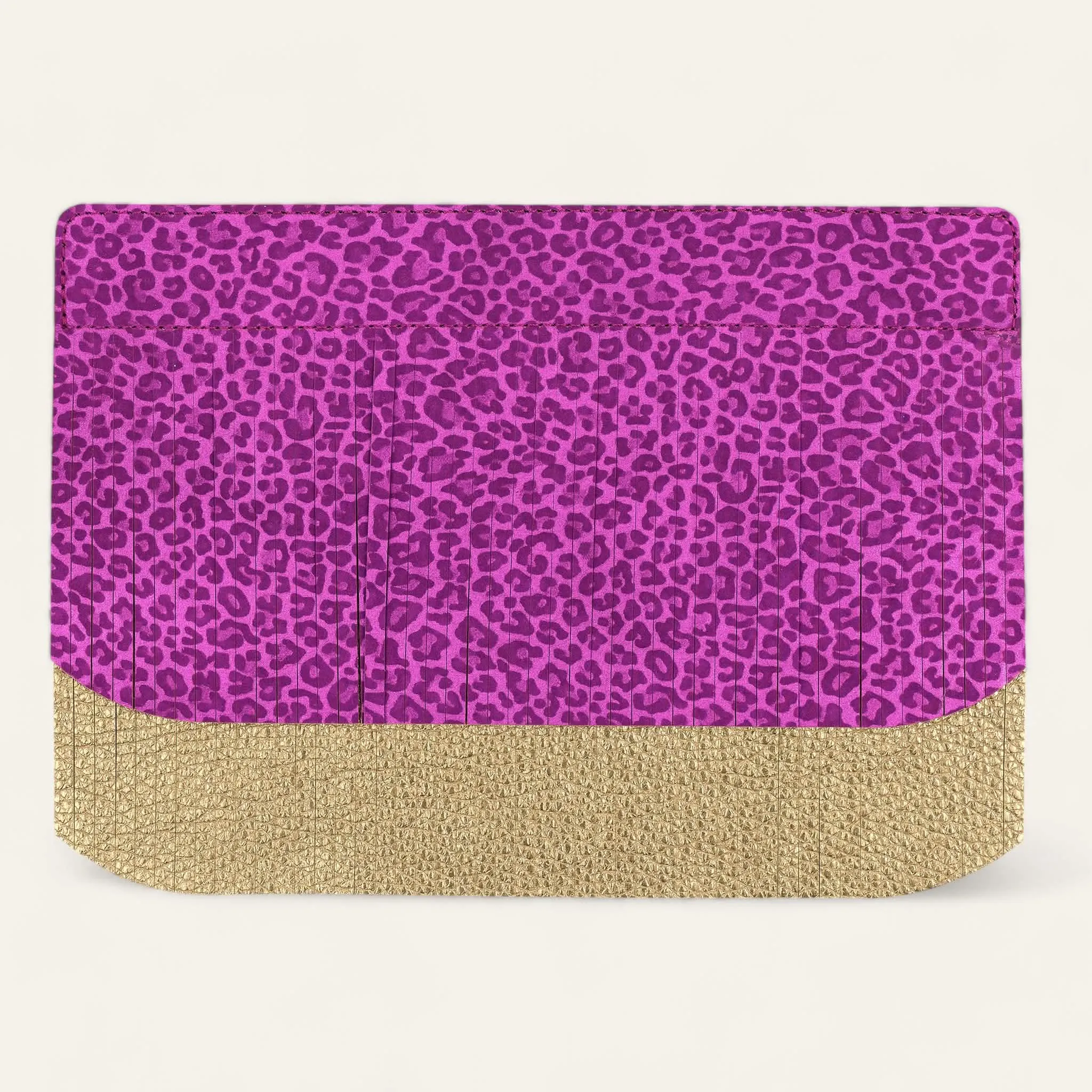 Deco Fringing | Hot Pink Leopard Shimmer Metallic Gold with Gold hardware