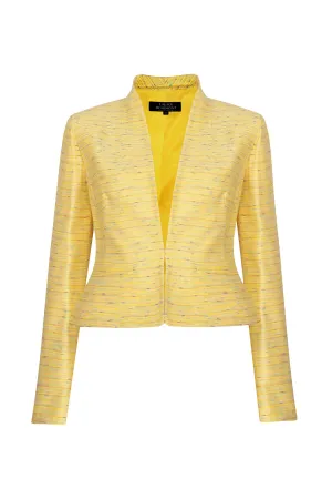 Fitted Edge-to-Edge Yellow Slub Stripe Summer Jacket - Margo