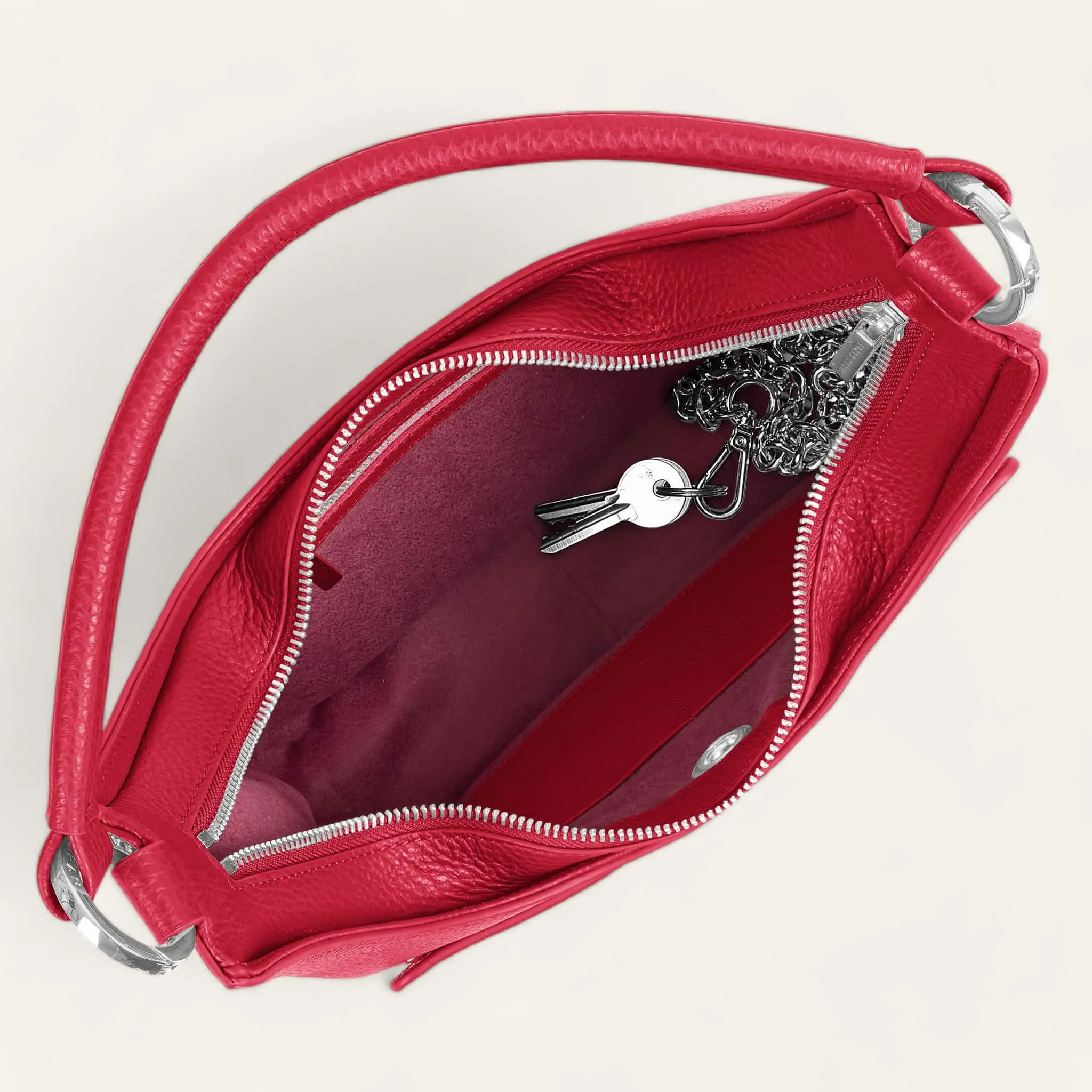 Florence Shoulder Bag | Pillarbox Red with Silver hardware
