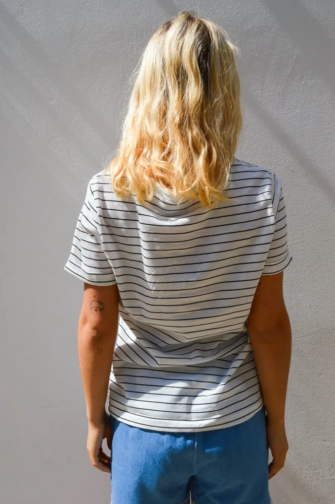 Fransa Amora White & Black Stripe Tee