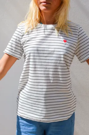 Fransa Amora White & Black Stripe Tee