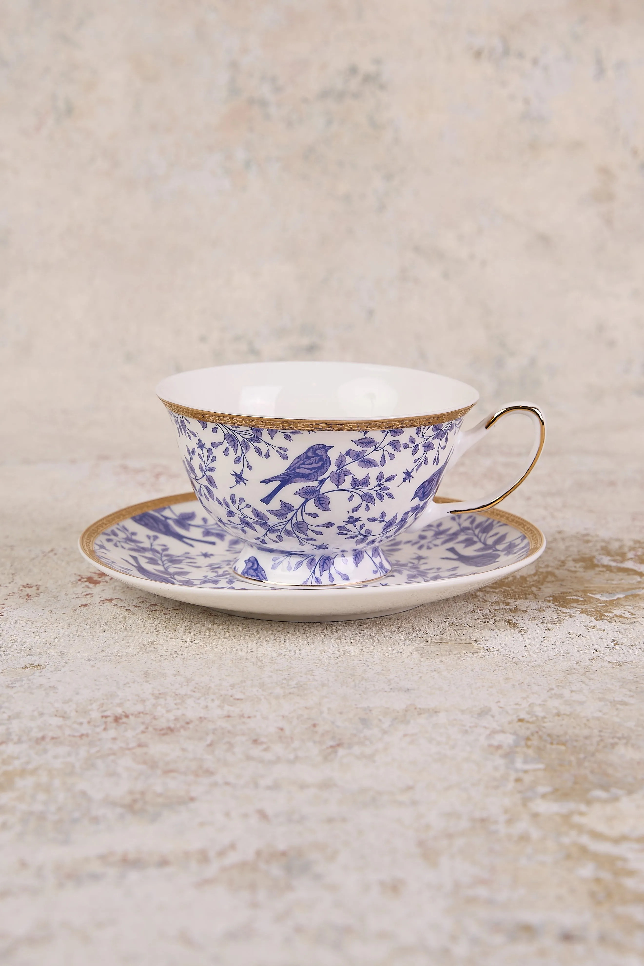 French Blue Bird Teacup & Saucer