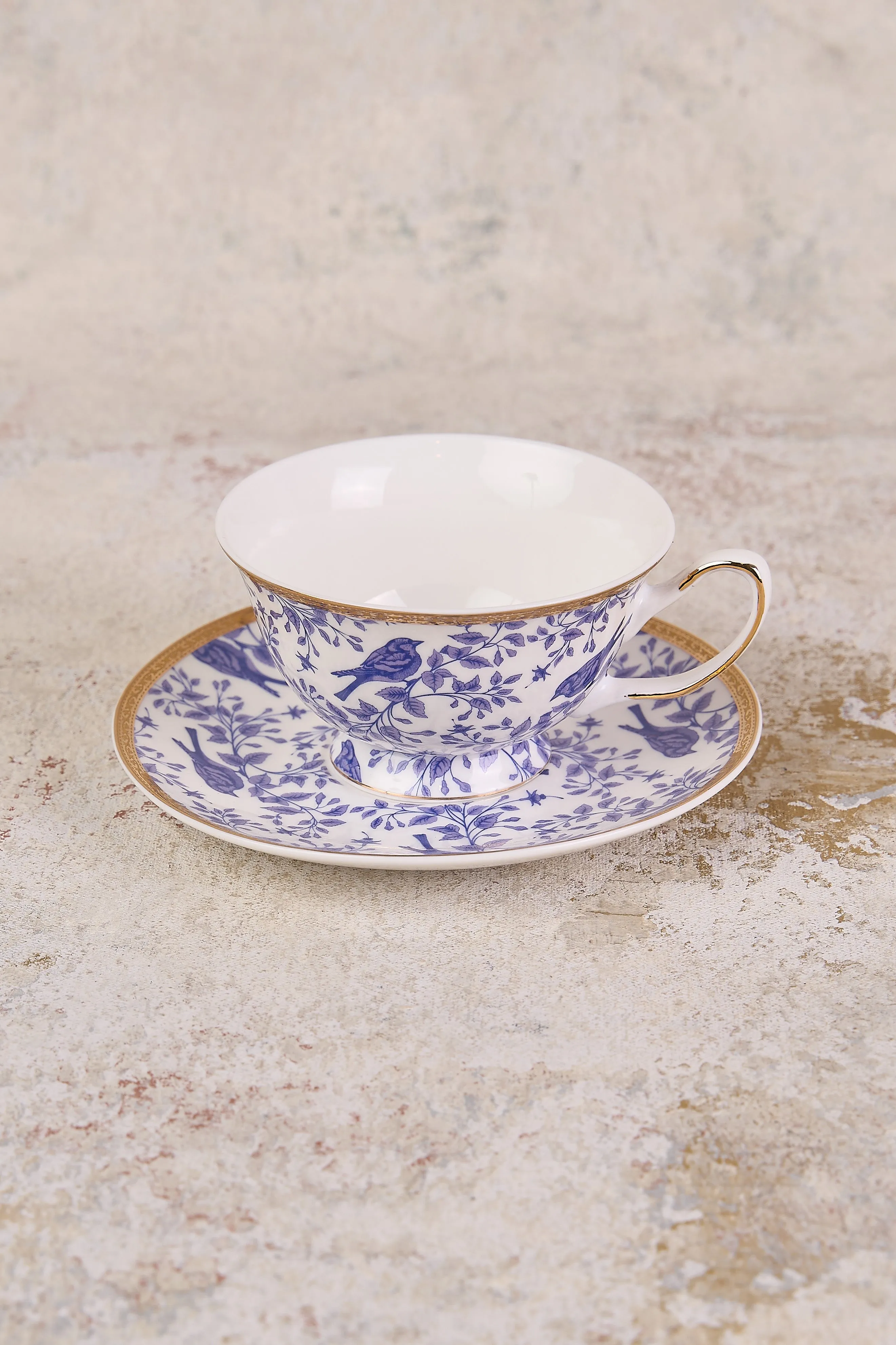 French Blue Bird Teacup & Saucer