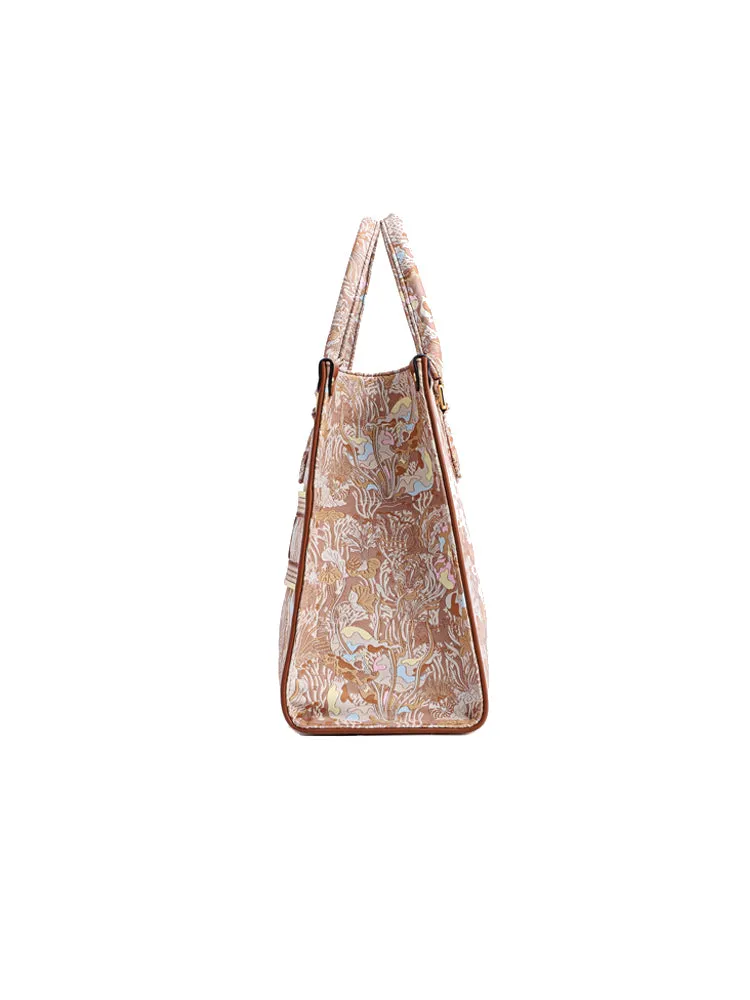Fresco Jacquard with Leather Large Tote bag