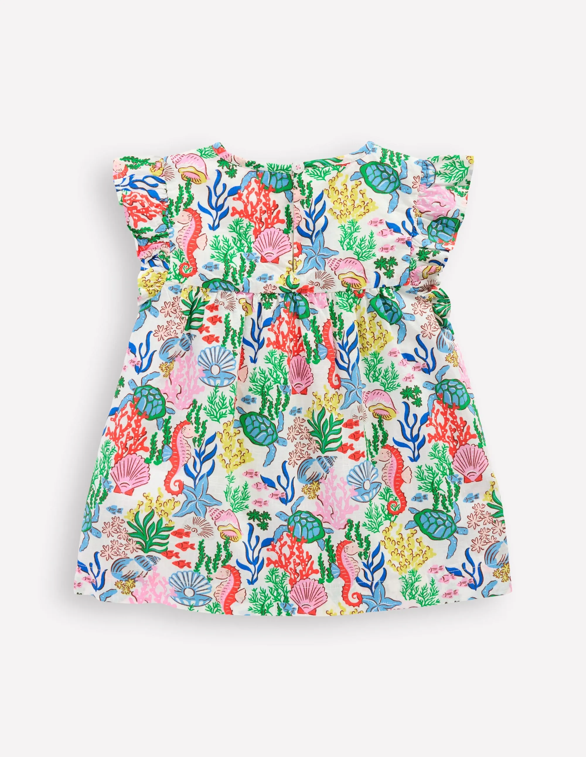 Frill Sleeve Woven Top-Multi Coral Cove