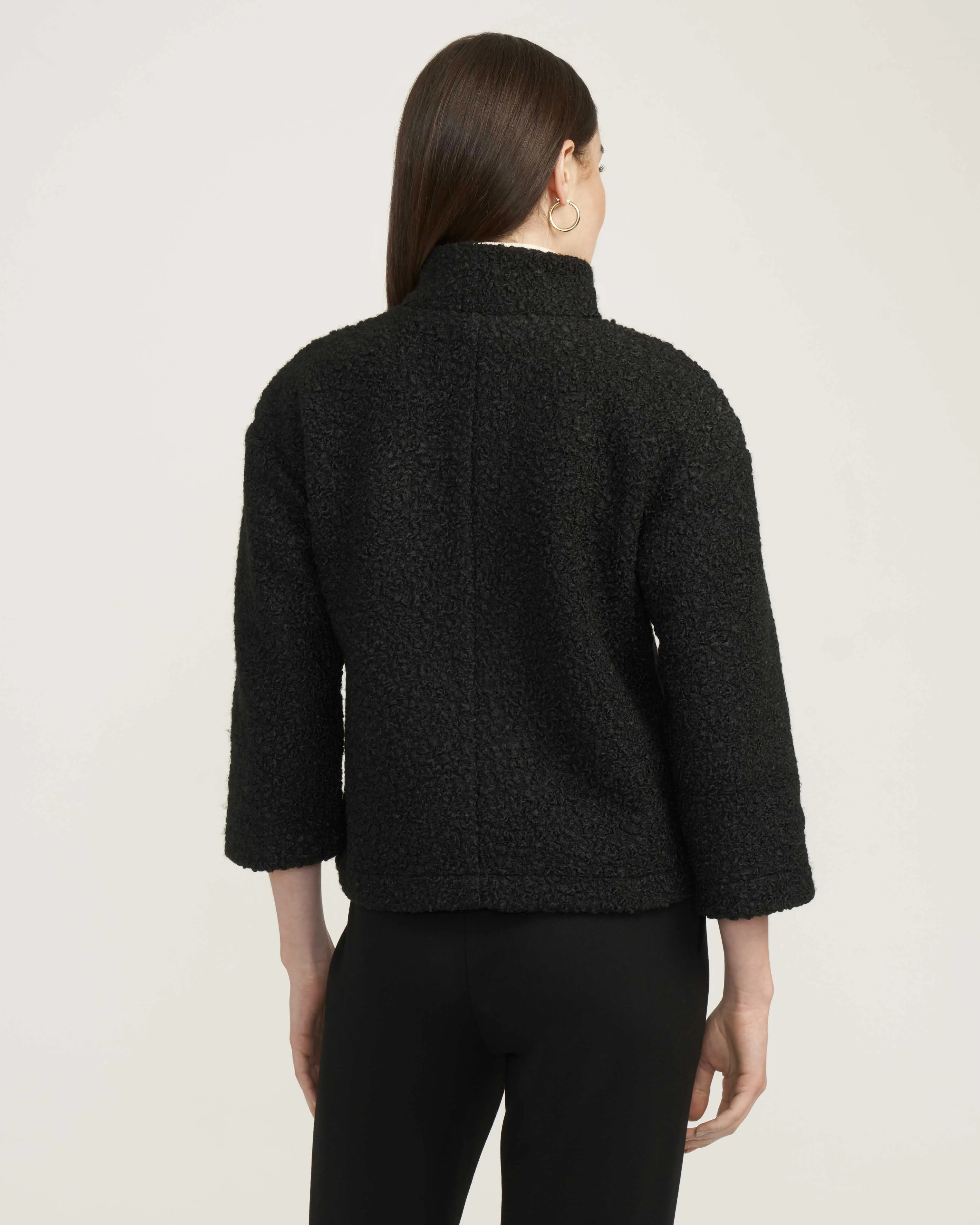 Funnel Neck Zip Front Sherpa Jacket- Sale