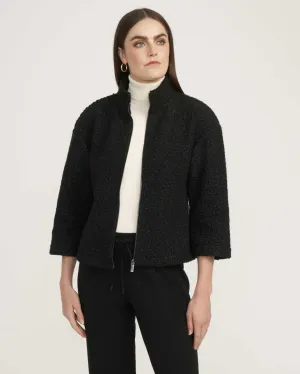 Funnel Neck Zip Front Sherpa Jacket- Sale
