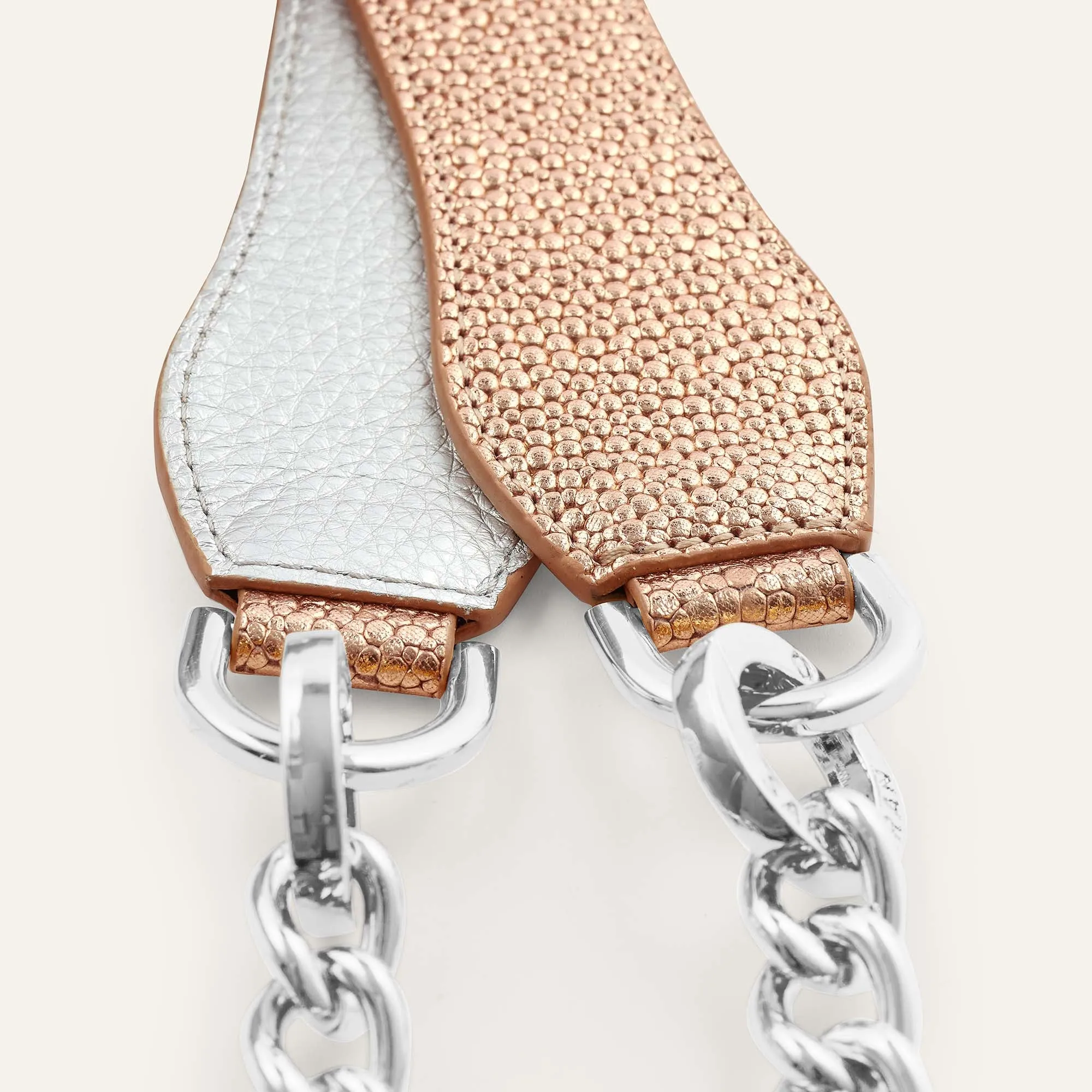 Gemini Strap | Blush Rose Shimmer Metallic Gold with Silver hardware