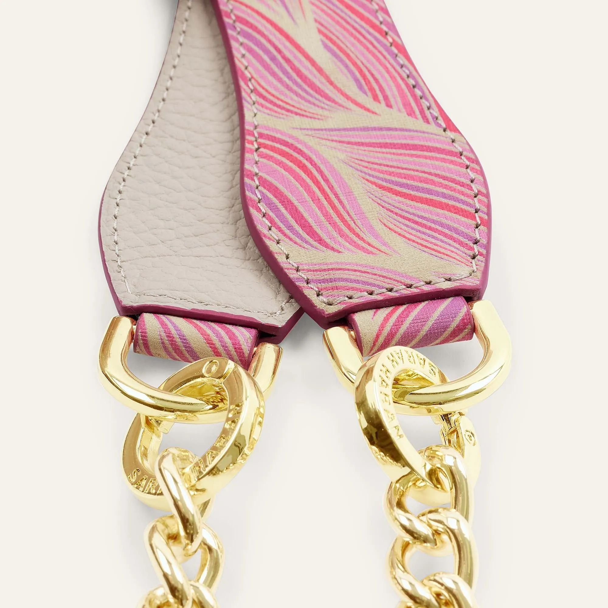 Gemini Strap | Pink Leaf Porcelain with Gold hardware