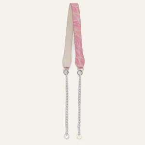 Gemini Strap | Pink Leaf Porcelain with Silver hardware