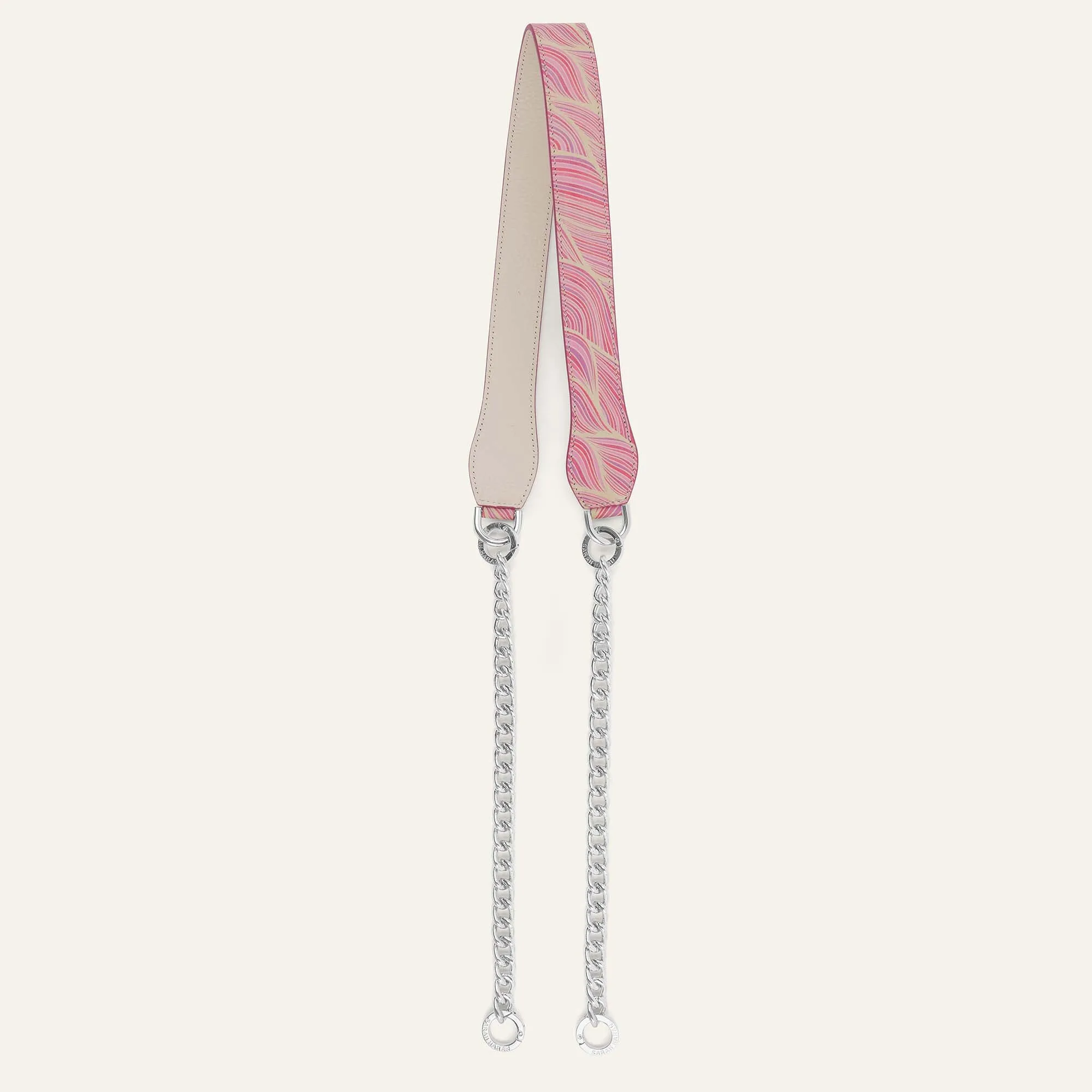 Gemini Strap | Pink Leaf Porcelain with Silver hardware