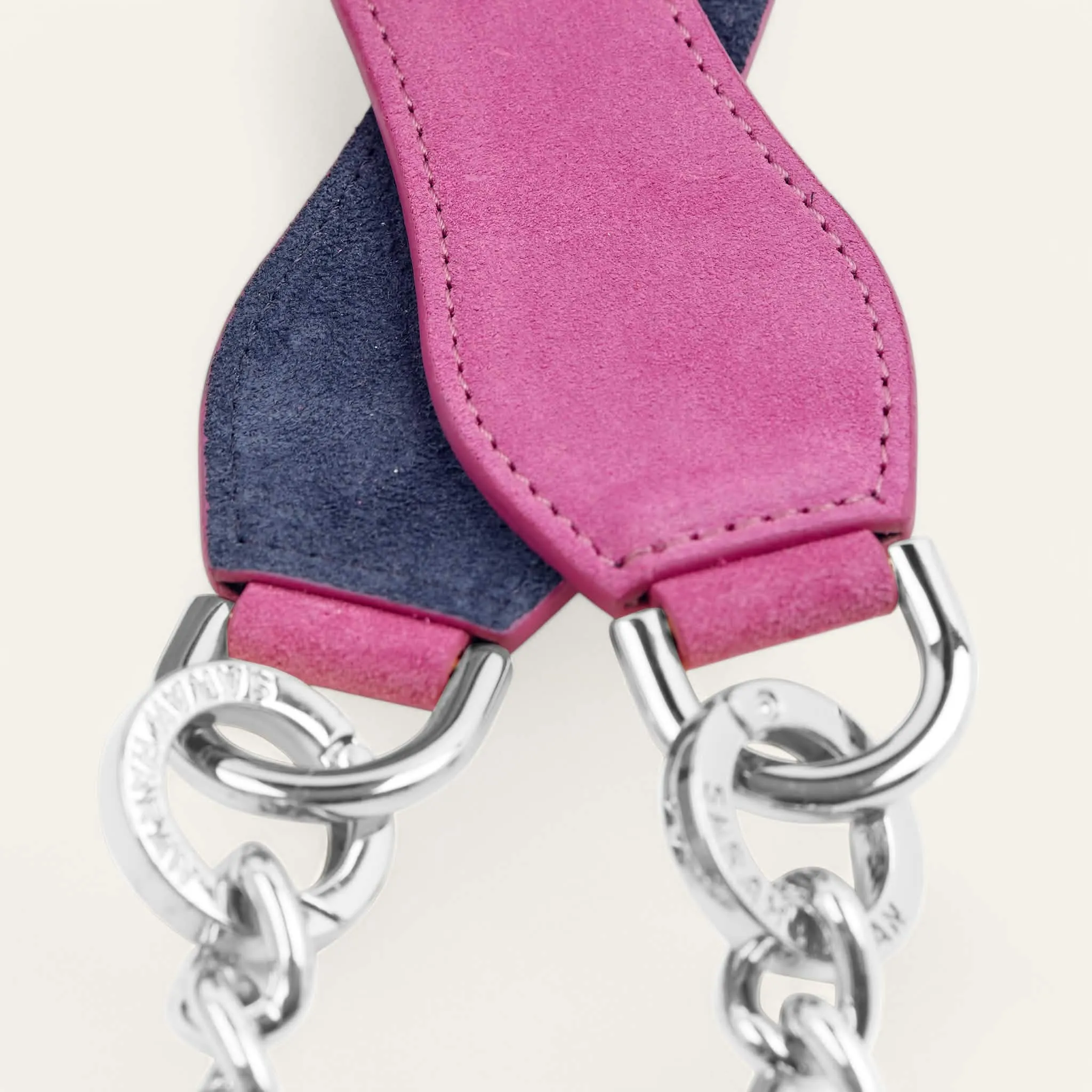 Gemini Strap | Winter Pink Navy with Silver hardware
