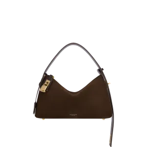 Gold Espresso Suede Hobo Bag