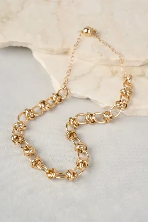 Gold Knot Link Necklace