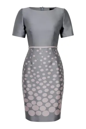 Graduated Pink Dots on Grey Silk Sateen - Angie