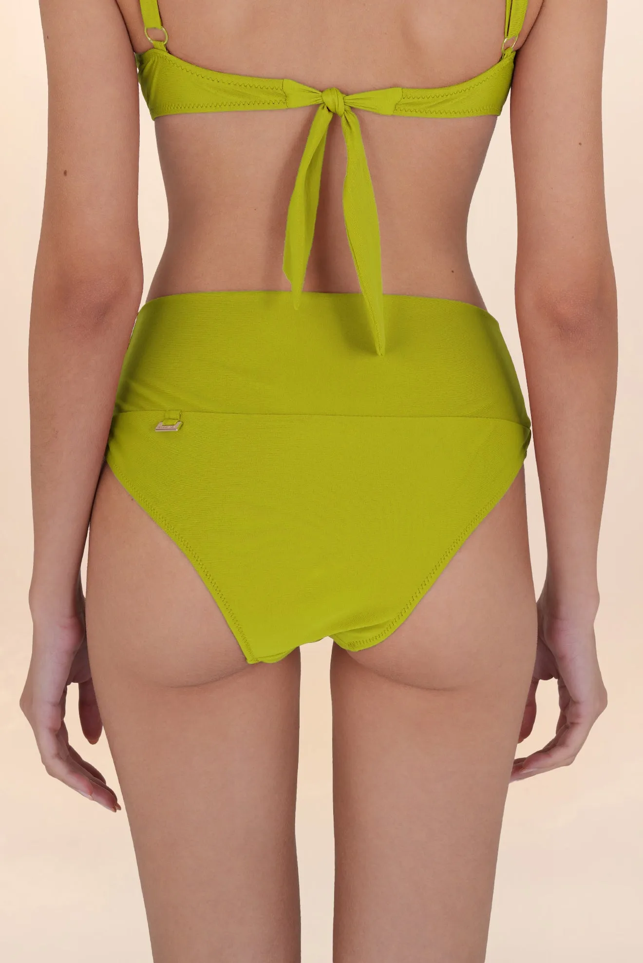 High-Waist Wide Band Bottom Greenish Yellow