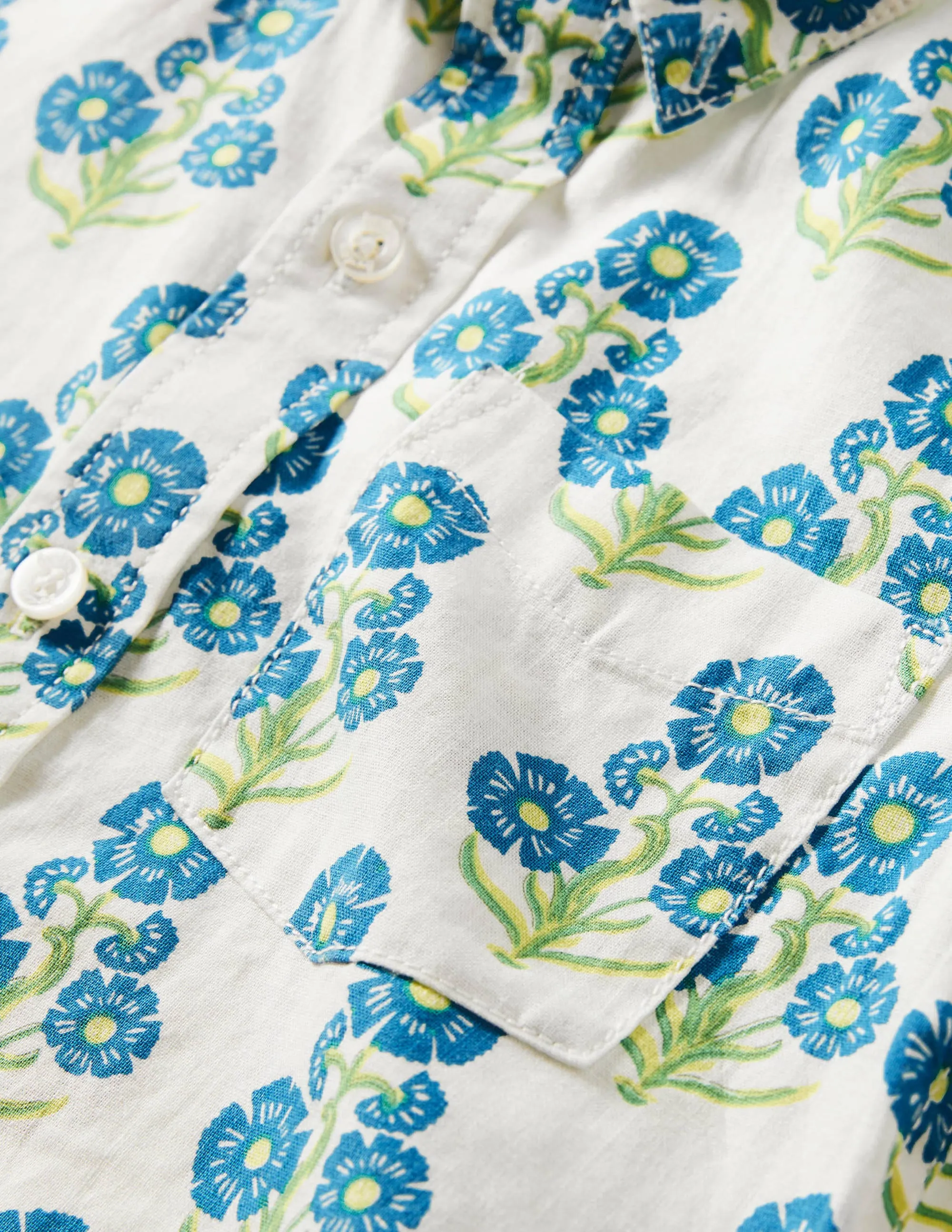 Holiday Cotton Linen Shirt-Molly Mahon Print