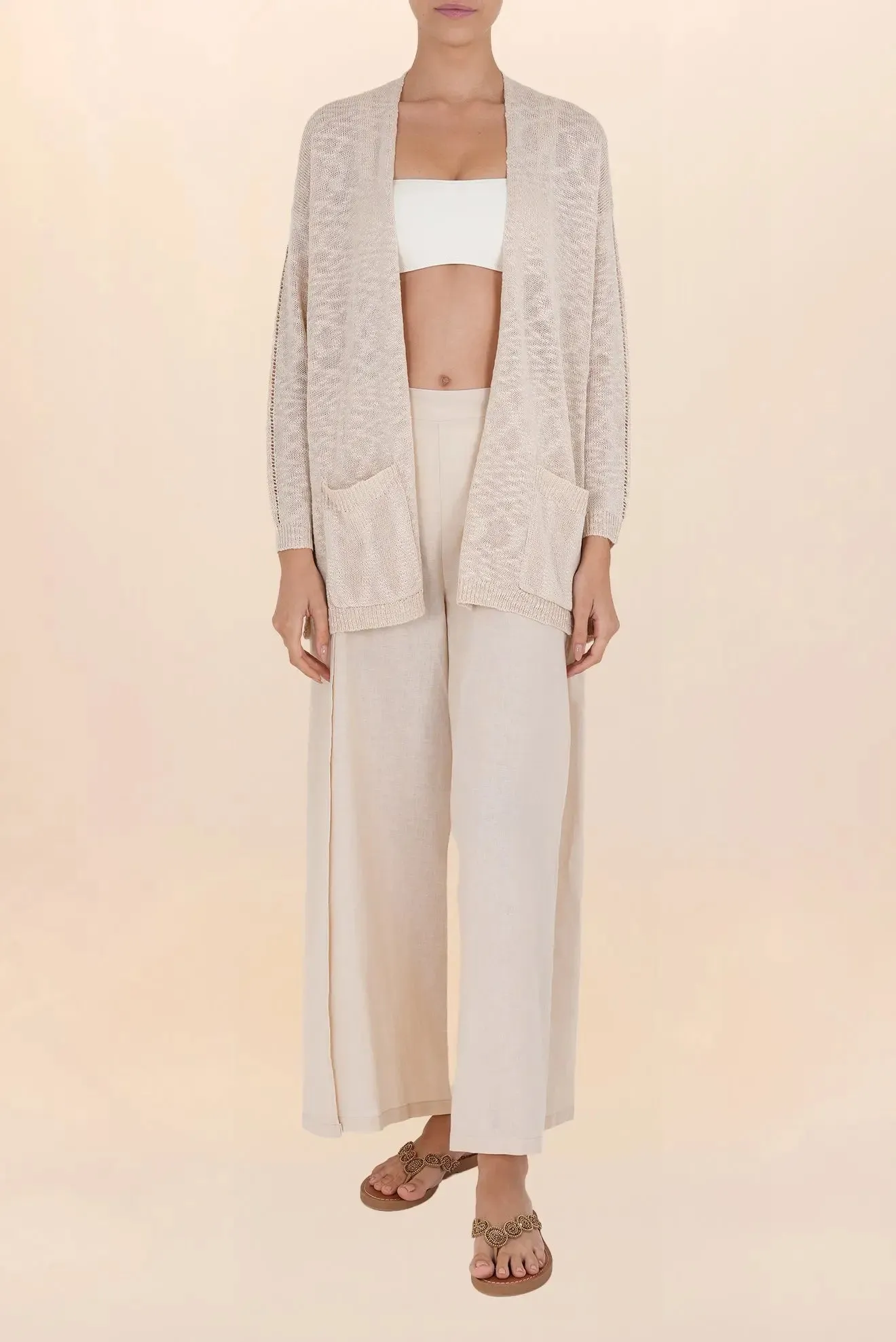 IVORY PEARL CARDIGAN WITH POCKETS