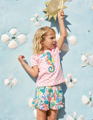 Juniper Woven Frill Shorts-Multi Coral Cove