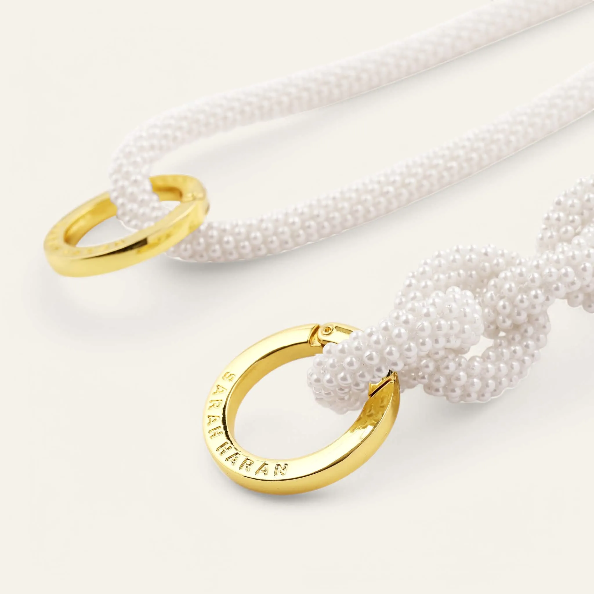 Kings Knot Strap | Pearl with Gold hardware