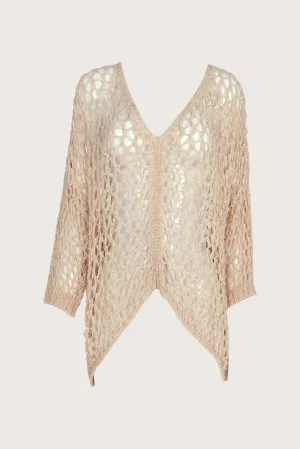 Large crochet blouse in natural tone